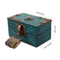 Vintage Jewelry Box Wooden Storage Boxes with Lock 9X5.5X5Cm Retro Style Treasure Chest Small Trinket Keepsake Container