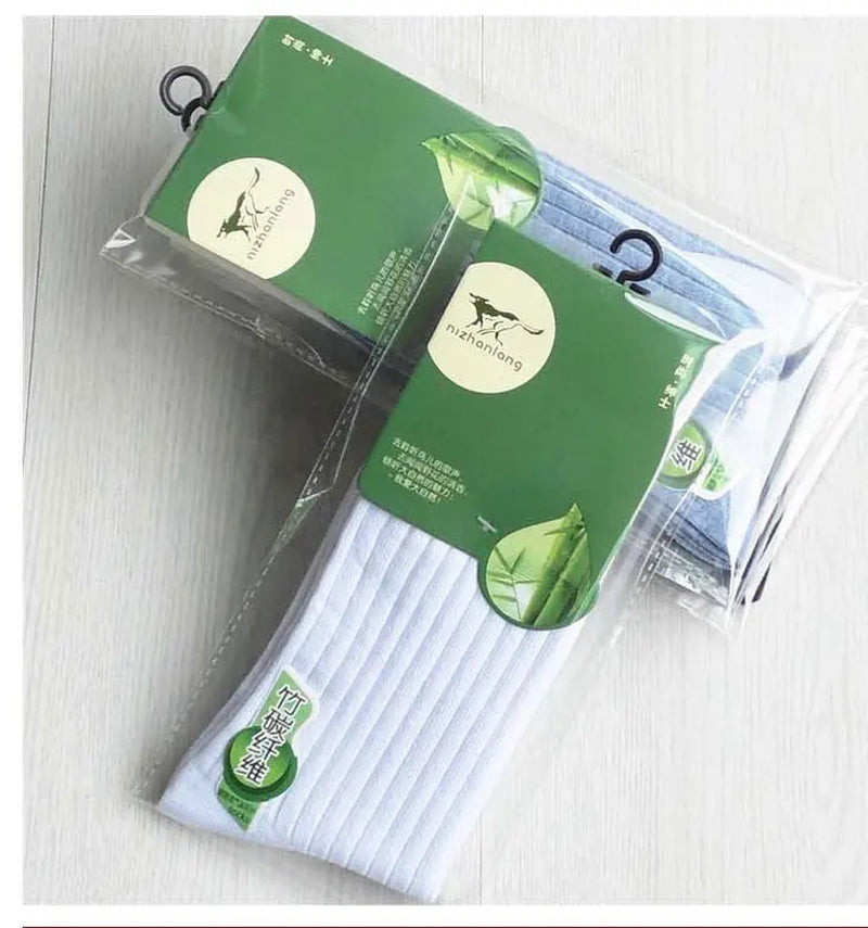 10PCS=5 Pairs Bamboo Fiber Men Dress Socks White Black Gray Navy Blue Long Socks Sokken Calcetines Hombre Meias